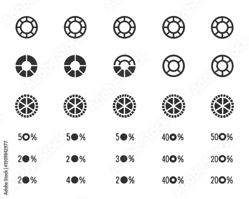 Pie chart vector set infographic data visualization business presentation report diagram design element