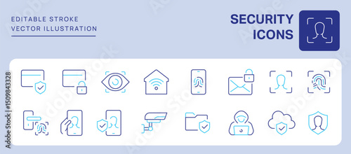 Security Icons. Editable Stroke. Set of thin line icons symbol collection.
