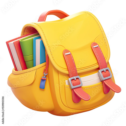 3d school backpack. Back to school and education concept.