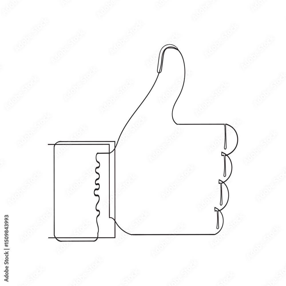 Obraz premium continuous line drawing Thumbs up or Like vector