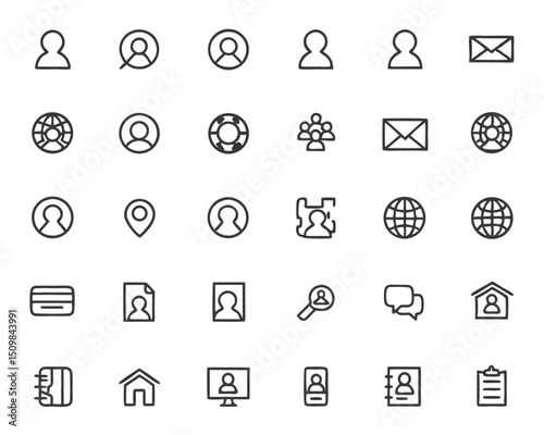 Collection of contact user profile web icons vector set for website and mobile app design interface ui