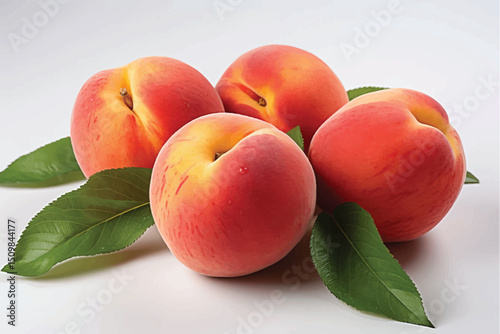 Ripe peach fruit isolated on white background cutout 