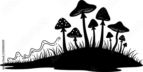Mushroom Silhouette Collection vector design bundel