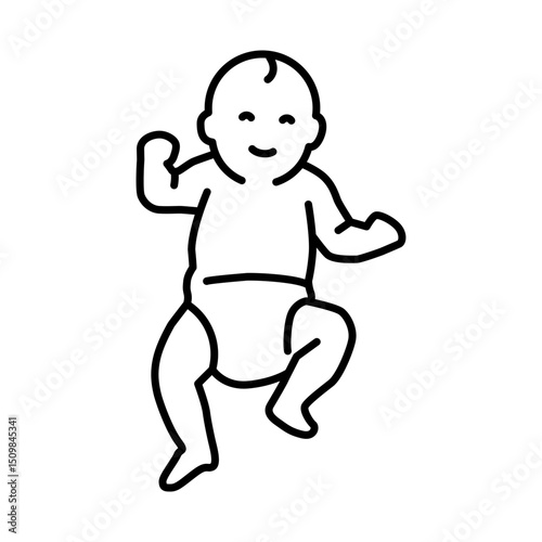 The child lies on his back line icon. Simple outline style. Toddler development. Early childhood
