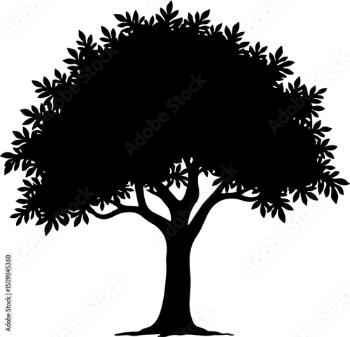  Couple Sitting Under a Tree Silhouette vector