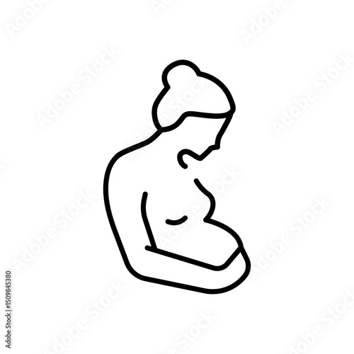 Pregnancy icon. Simple outline style. Pregnant woman, maternal, lady, fertility, mom, baby, mother, gynecology, health concept. Thin line symbol.