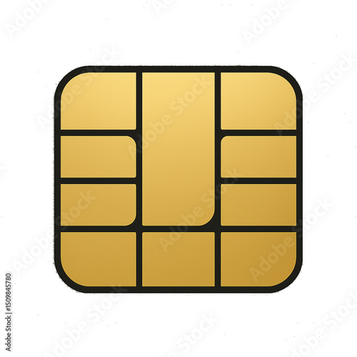 Gold Credit Card Chip Icon – Transparent Background