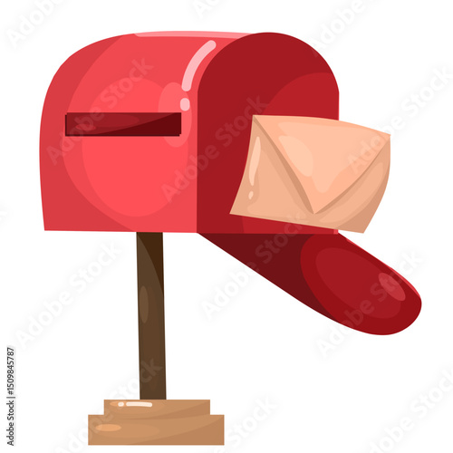 illustration of a red mailbox with a letter envelope inside