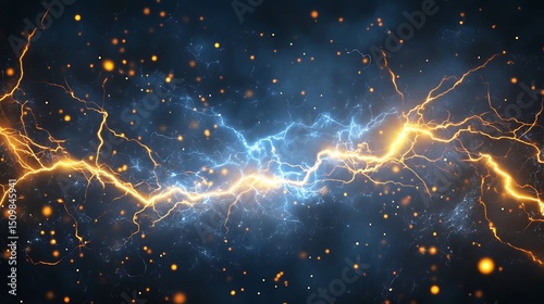 Electric bolts of energy and light across a dark atmosphere