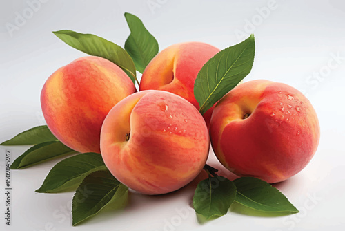 Ripe peach fruit isolated on white background cutout 