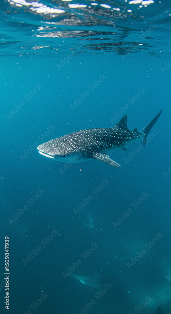Naklejka premium Whale shark swimming in ocean water