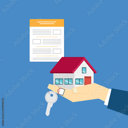 House contract . Buy or rent . Real estate document, mortgage documents.	