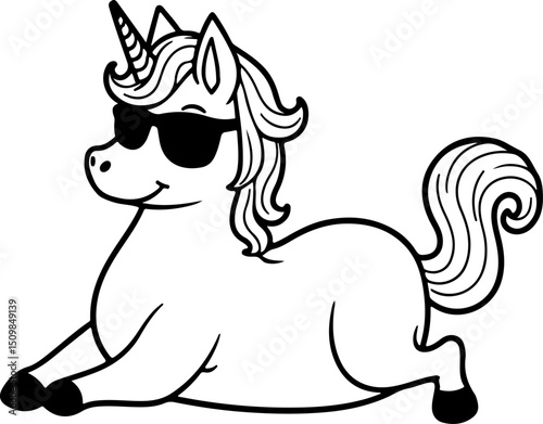 Cute Unicorn Coloring Page