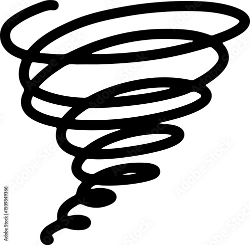 A dramatic hand-drawn tornado swirl icon in pastel tones. Suitable for storm alerts, emergency visuals, and powerful weather symbols.