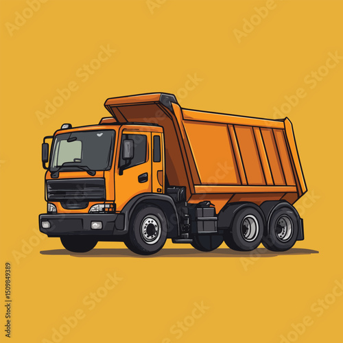 Vibrant Orange Dump Truck Illustration