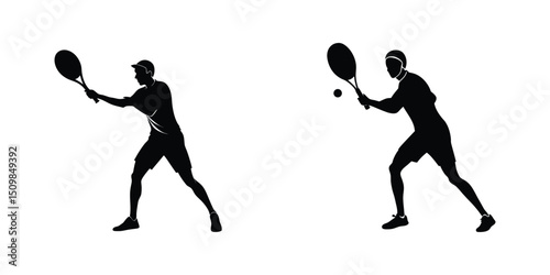 Silhouettes of a tennis player 