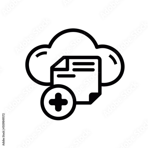 Cloud backup icon with medical files, clarity and precision