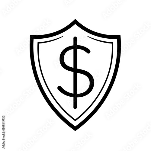 Shield with dollar sign symbolizing pension protection, financial security