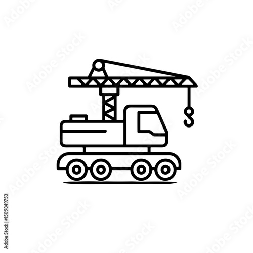 Outline of a construction crane on wheels with a hook  