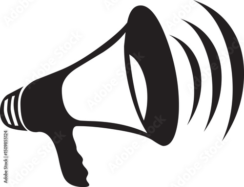 Stylized megaphone icon with sound waves