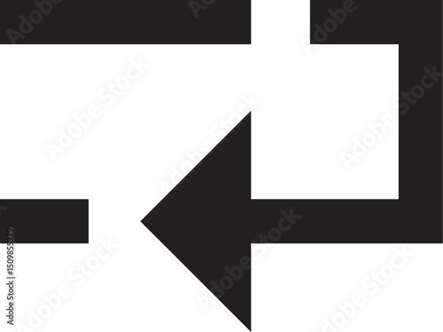 Black arrow pointing left intersecting with rectangle