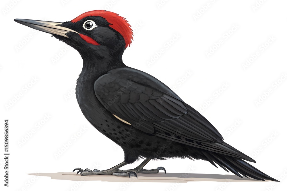 Obraz premium Red-winged blackbird isolated in nature with distinctive black wings, beak, and feathers