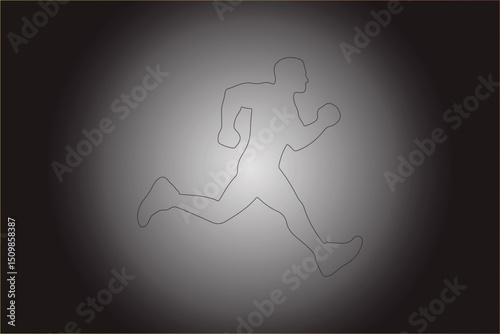 Vector illustration of a running man with a heart surrounded by puzzle pieces symbolizing teamwork and business solutions