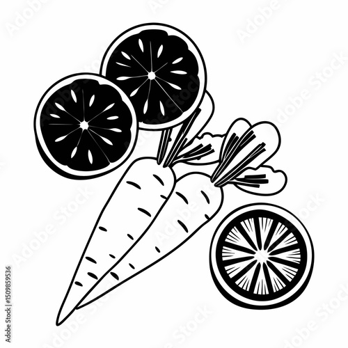 Lemon and lime bicycle wheel vector illustration with a vintage compass design