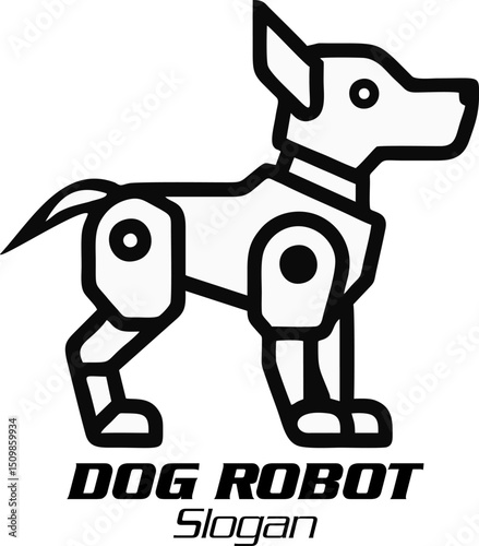 Dog Robot Dog Robotic Logo Design, futuristic design, isolated cybernetic dog, robotic animal concept for futuristic