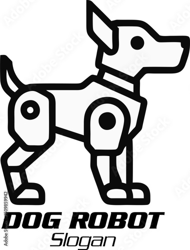 Dog Robot Dog Robotic Logo Design, futuristic design, isolated cybernetic dog, robotic animal concept for futuristic