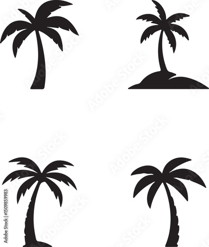 Minimal Palm Tree Silhouettes Collection for Tropical Design
