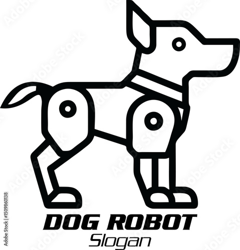 Dog Robot Dog Robotic Logo Design, futuristic design, isolated cybernetic dog, robotic animal concept for futuristic
