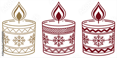Candle ornament snowflake, illustration festive decoration, vector design
