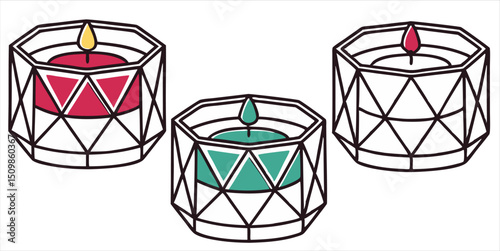 Candle glass ornament, illustration festive celebration vector design
