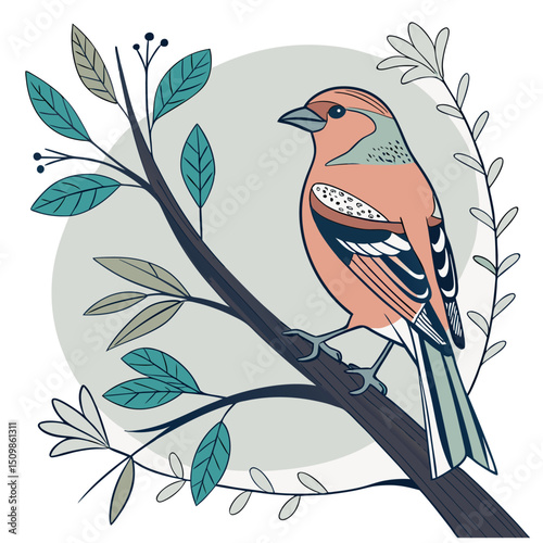 Cute macaw cartoon sitting on branch