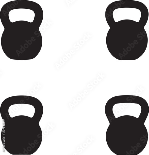 Kettlebell Silhouette Set Element Fitness on Transparent Background