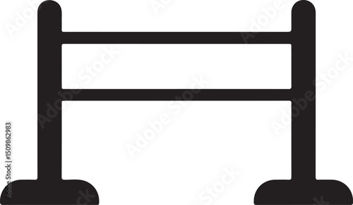 Simple Black Barrier Symbol Icon on Transparent Background, Minimalist Design