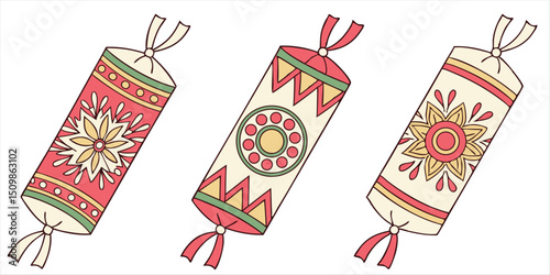 Decorative ornament illustration set, pillow cushion design
