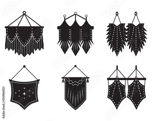vector illustration of hanging clothes hangers