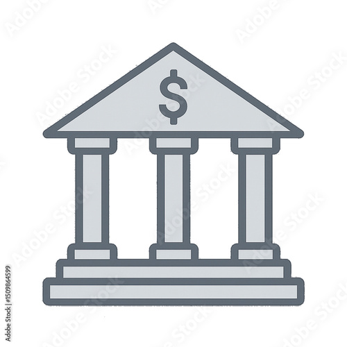Bank Building Icon – Transparent Background