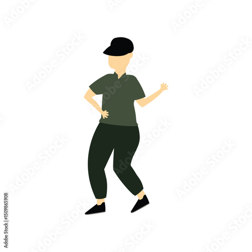 a man raised his hand wearing a hat