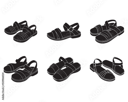 sandals sketch silhouette vector illustration