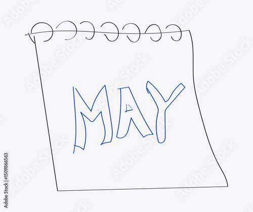 Vector hand drawn illustration. May calendar element decorative outline style.