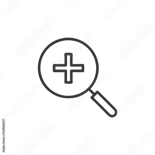 Zoom In Magnification Icon for Photo Editing Apps, Map Navigation Systems, Document Viewers, Search Interfaces and Digital Exploration Tool Graphics