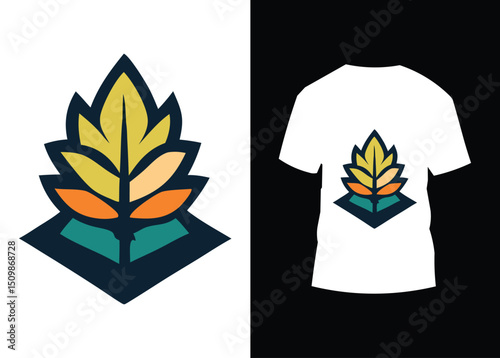 A vibrant set of fire icons with a floral and leaf  t-shirt design, symbolizing nature's decorative elements