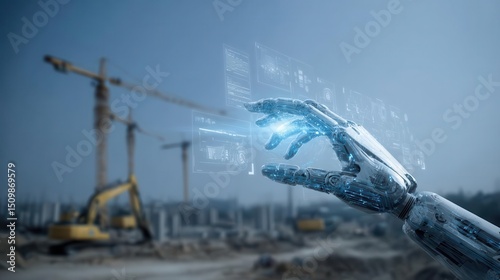 Wallpaper Mural Robotic arm operating on construction site Torontodigital.ca