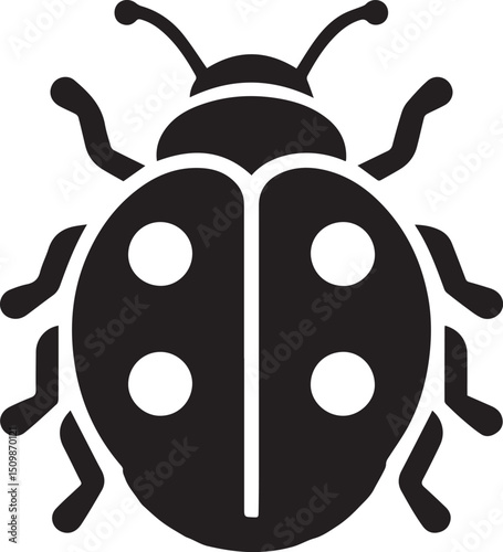 Minimalist Ladybug Silhouette Vector with Eight White Spots – Insect Illustration