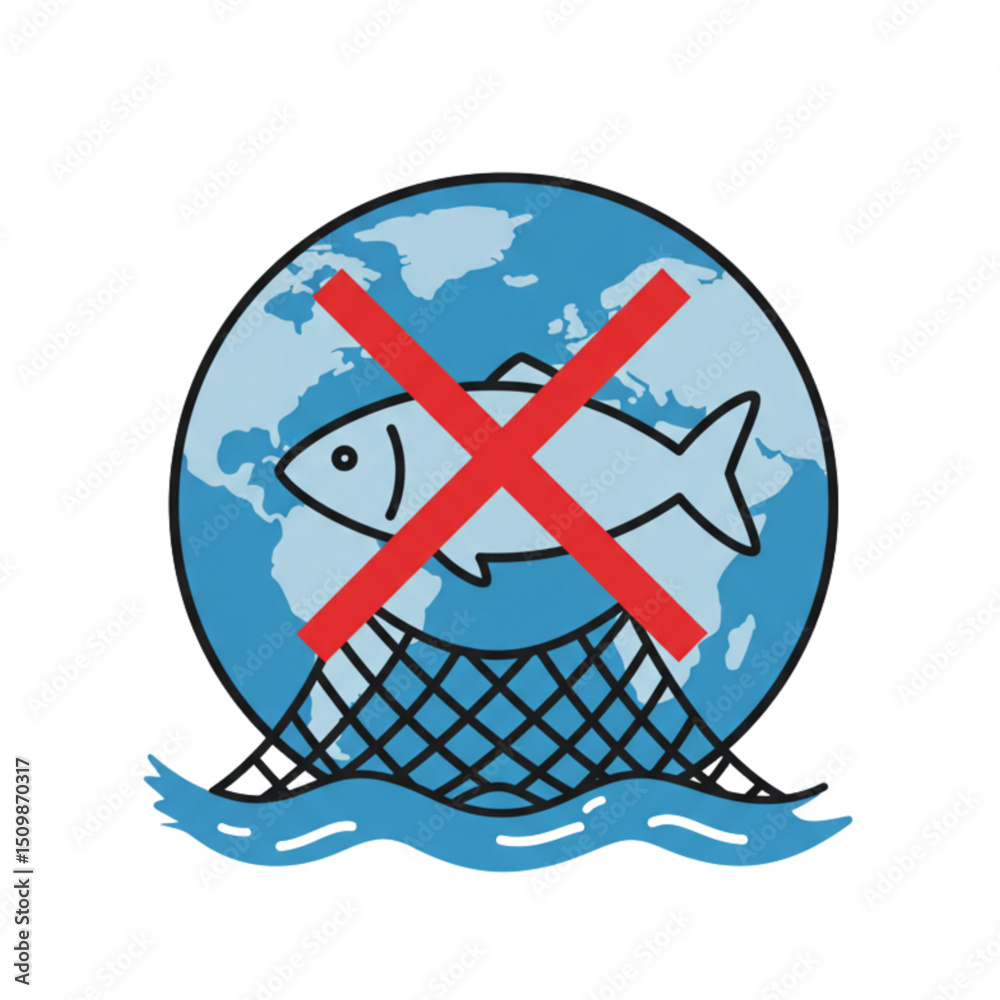 Naklejka premium Prohibition of illegal fishing