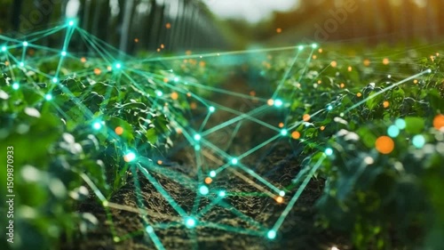 Agricultural Innovation: Digital Network Connecting Crops and Modern Farming Practices