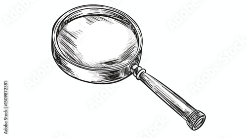 Hand-Drawn Magnifying Glass: Vintage Vector Illustration, Perfect for Retro Designs, Websites, and  